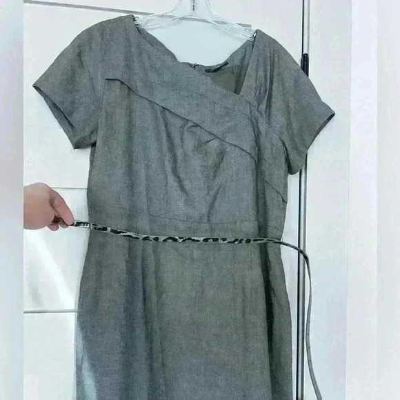 Tahari Arthur S. Levine Grey A-Line Short Sleeve Dress with Belt- Size XL- NWOT - Picture 4 of 6